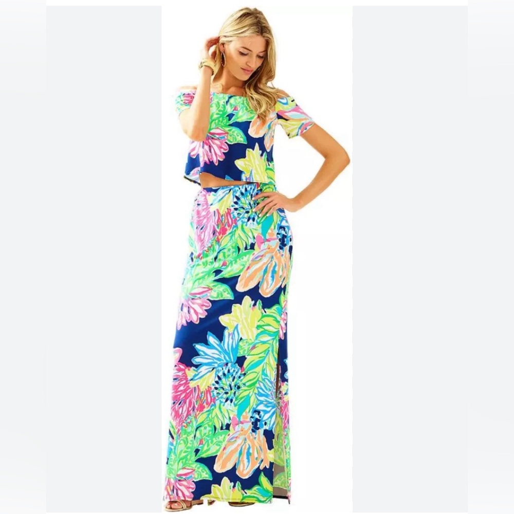 Lily Pulitzer two piece crop top and maxi skirt set